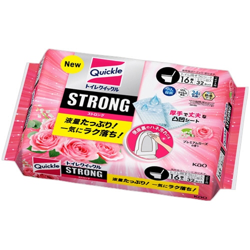 花王　トイレクイックル　STRONG　プレミアムローズの香り　つめかえ用　1パック（16枚：8枚×2個）（ご注文単位1パック）【直送品】