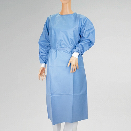 オオサキメディカル オオサキ アイソレーションガウンSMSII ニット袖 ブルー 51042 1パック(10枚)(ご注文単位1パック)【直送品】