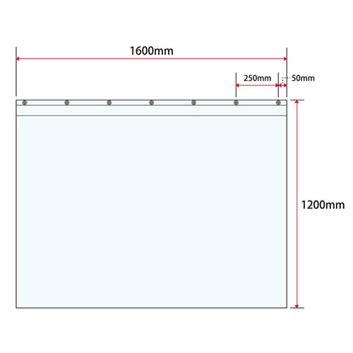 ワールドクラフト　飛沫防止ビニールカーテン　幅1600×高さ1200mm　HBS-1216　1枚（ご注文単位1枚）【直送品】