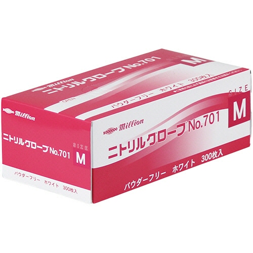 共和　ミリオン　ニトリルグローブ　パウダーフリー　ホワイト　M　NO.701-M　1箱（300枚）（ご注文単位1箱）【直送品】