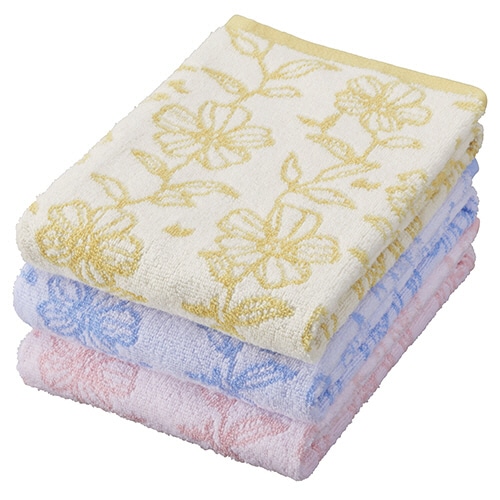 林 無撚糸グレースフラワー フェイスタオル ベージュ FL412328 1パック(2枚)(ご注文単位1パック)【直送品】