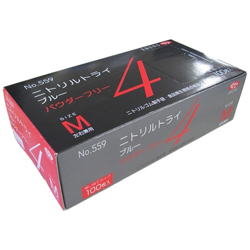 エブノ ニトリルトライ4 ブルー パウダーフリー M No-559 1箱(100枚)(ご注文単位1箱)【直送品】