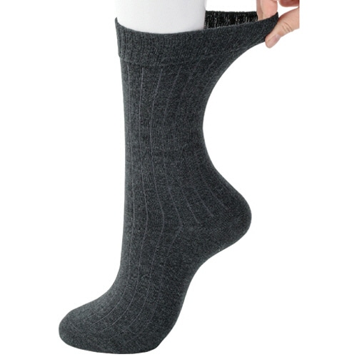 ケアファッション　足首ゆったり名前の書けるソックス（紳士）　チャコール　038910-01　1足（ご注文単位1足）【直送品】