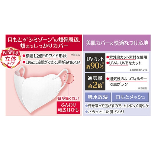 白元アース ビースタイル UVカットマスク ホワイト 1パック(3枚)(ご注文単位1パック)【直送品】