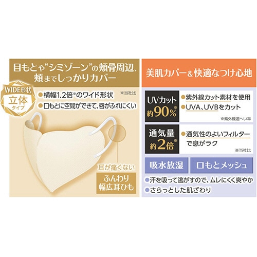 白元アース ビースタイル UVカットマスク ライトベージュ 1パック(3枚)(ご注文単位1パック)【直送品】