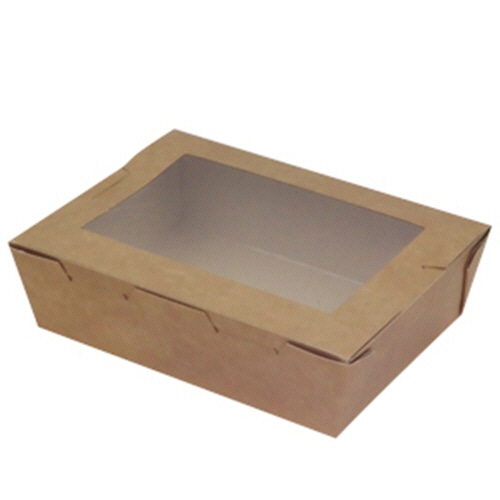 水野産業　窓付きランチボックス　（XS）　クラフト　03112　1パック（50個）（ご注文単位1パック）【直送品】