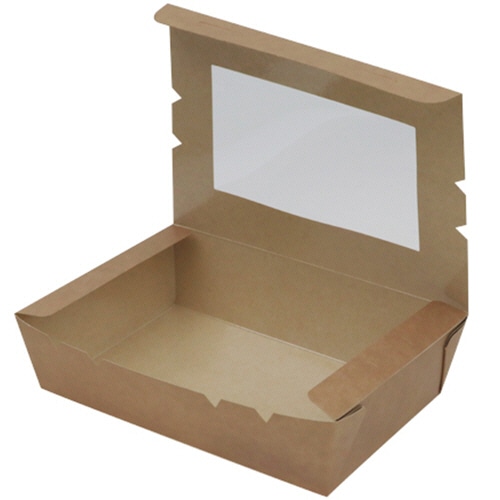 水野産業　窓付きランチボックス　（M）　クラフト　03118　1パック（50個）（ご注文単位1パック）【直送品】