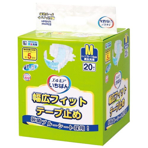 カミ商事　エルモア　いちばん　幅広フィットテープ止め　M　1パック（20枚）（ご注文単位1パック）【直送品】