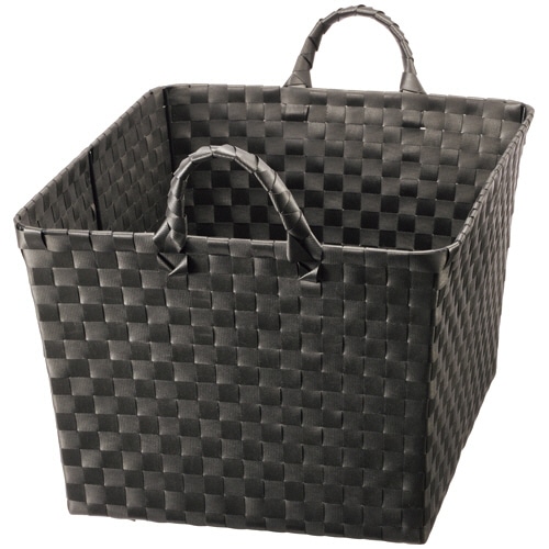 ちどり産業　ハンドル付き収納バスケット　黒　大　1個（ご注文単位1個）【直送品】