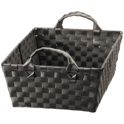 ちどり産業　ハンドル付き収納バスケット　黒　小　1個（ご注文単位1個）【直送品】