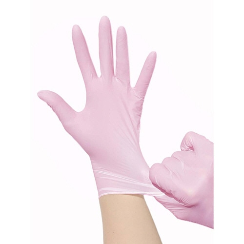 錦尚金 ゆうゆうグローブ ニトリルフィットグローブ パウダーフリー ピンク L 1箱(100枚)(ご注文単位1箱)【直送品】
