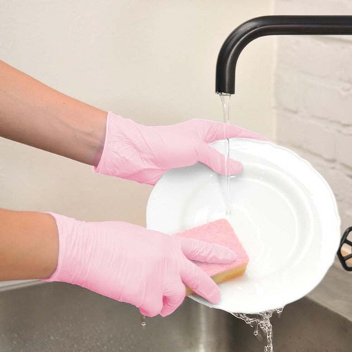 錦尚金 ゆうゆうグローブ ニトリルフィットグローブ パウダーフリー ピンク L 1箱(100枚)(ご注文単位1箱)【直送品】