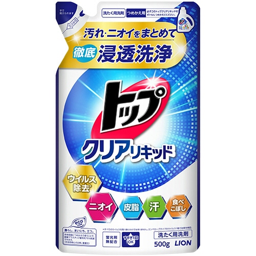 ライオン　トップ　クリアリキッド　つめかえ用　500g　1個（ご注文単位1個）【直送品】