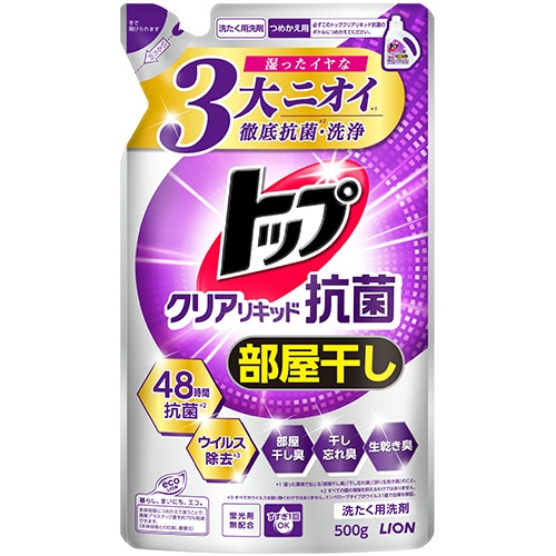 ライオン　トップ　クリアリキッド抗菌　つめかえ用　500g　1個（ご注文単位1個）【直送品】