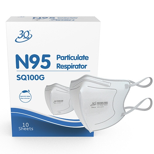 クー・メディカル・ジャパン　N95微粒子用マスク　SQ100G　1パック（10枚）（ご注文単位1パック）【直送品】
