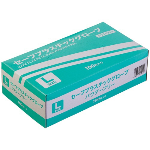YAMAZEN セーフプラスチックグローブ パウダーフリー L YTB-L 1箱(100枚)(ご注文単位1箱)【直送品】