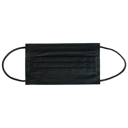 川西工業 使いきり三層式マスク ブラック #7132 1箱(50枚)(ご注文単位1箱)【直送品】