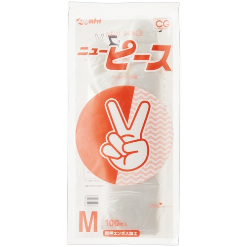 旭創業　ニューピース（バイオマス）　M　型押しエンボス　半透明　1パック（100枚）（ご注文単位1パック）【直送品】