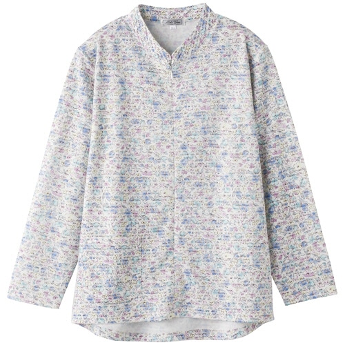 ケアファッション　ロングファスナーTシャツ　ブルー　M-L　820597-21　1着（ご注文単位1着）【直送品】