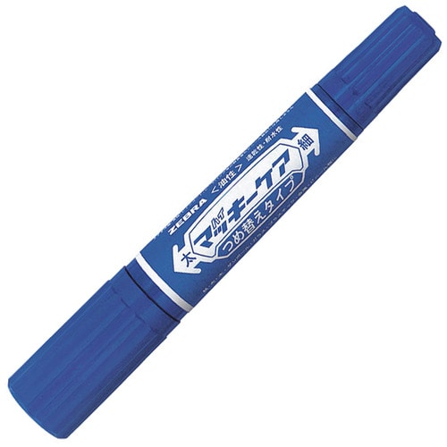 ゼブラ　油性マーカー　ハイマッキーケア　つめ替えタイプ　太字＋細字　青　YYT5-BL　1セット（10本）（ご注文単位1セット）【直送品】