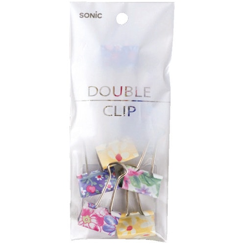 ソニック 花柄ダブルクリップ 中 口幅25mm GP-471 1セット(100個:10個×10パック)(ご注文単位1セット)【直送品】