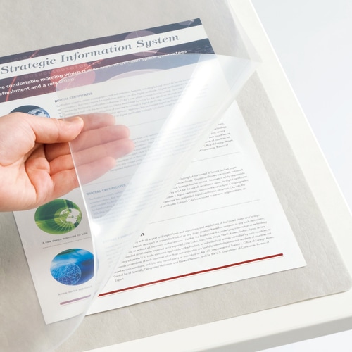 TANOSEE　再生オレフィンデスクマット　ダブル（下敷付）　600×450mm　グレー　1セット（5枚）（ご注文単位1セット）【直送品】