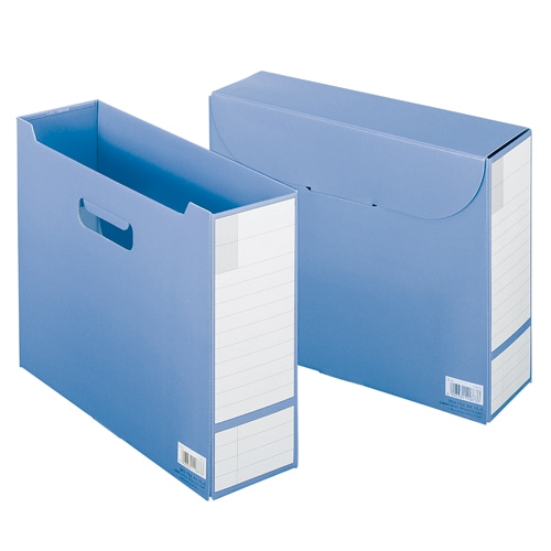 ライオン事務器 フタ付ボックスファイル A4ヨコ 背幅102mm ブルー OL-6 1セット(5冊)(ご注文単位1セット)【直送品】