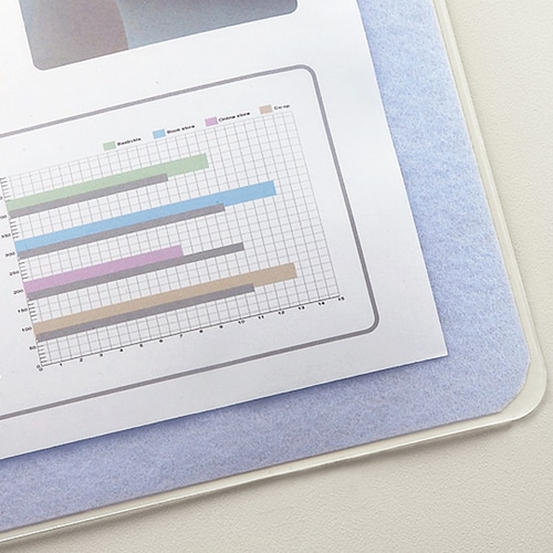 TANOSEE　再生オレフィンデスクマット　ダブル（下敷付）　600×450mm　ライトブルー　1セット（5枚）（ご注文単位1セット）【直送品】