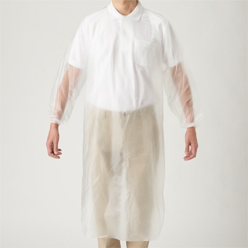 川西工業 ポリエチ袖付エプロン フリーサイズ クリア 4442 1セット(200枚:10枚×20箱)(ご注文単位1セット)【直送品】