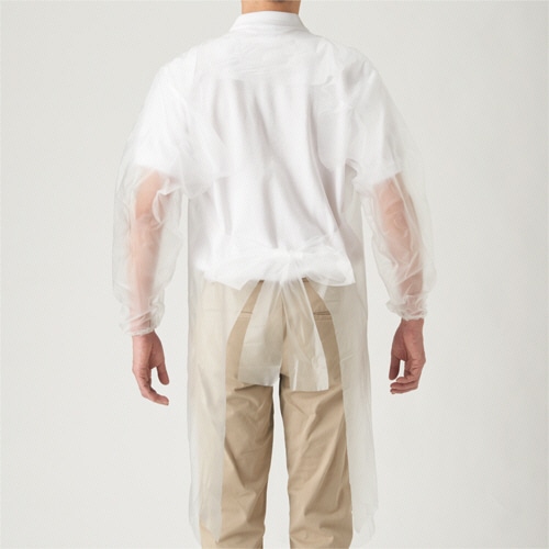 川西工業 ポリエチ袖付エプロン フリーサイズ クリア 4442 1セット(200枚:10枚×20箱)(ご注文単位1セット)【直送品】