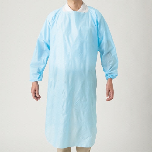 川西工業 ポリエチ袖付エプロン フリーサイズ ブルー 4442 1セット(200枚:10枚×20箱)(ご注文単位1セット)【直送品】