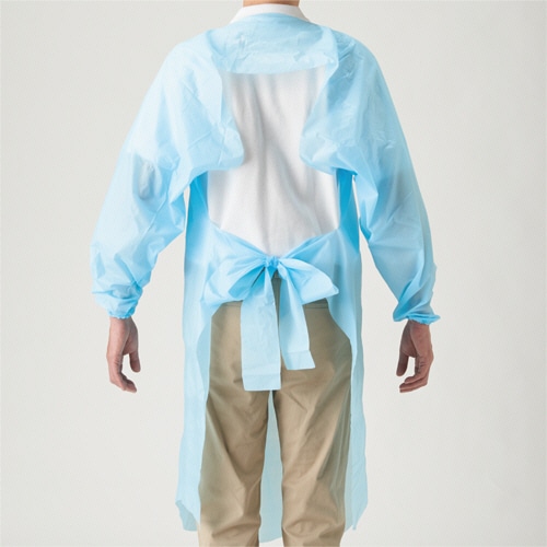 川西工業 ポリエチ袖付エプロン フリーサイズ ブルー 4442 1セット(200枚:10枚×20箱)(ご注文単位1セット)【直送品】