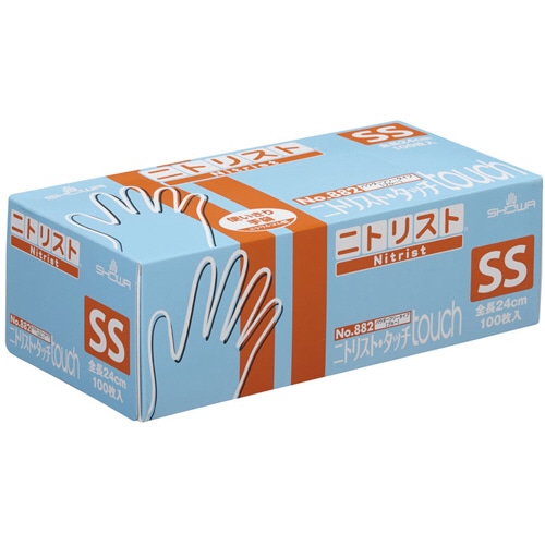 ショーワグローブ No.882 ニトリスト・タッチ パウダーフリー SS ブルー #882-SS 1セット(2000枚:100枚×20箱)(ご注文単位1セット)【直送品】
