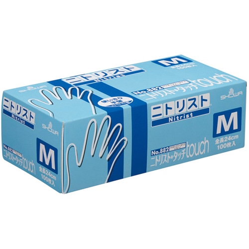 ショーワグローブ No.882 ニトリスト・タッチ パウダーフリー M ブルー #882-M 1セット(2000枚:100枚×20箱)(ご注文単位1セット)【直送品】