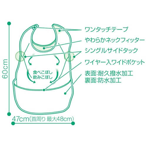 オオサキメディカル　プラスハート　こぼれにくい食事用エプロン　ポケット付サイドタック　ネイビー　73751　1セット（5枚）（ご注文単位1セット）【直送品】
