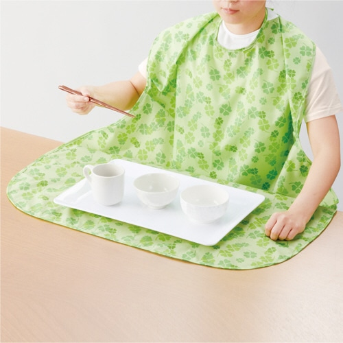 オオサキメディカル　プラスハート　こぼれにくい食事用エプロン　サイドタック　ブルー　73744　1セット（5枚）（ご注文単位1セット）【直送品】