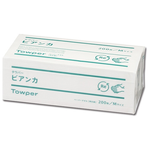 日本製紙クレシア　ペーパータオル　タウパービアンカ　M　200枚／パック　1セット（25パック）（ご注文単位1セット）【直送品】