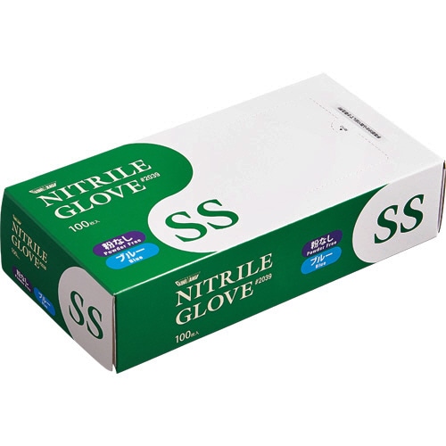 川西工業　ニトリル　使いきり極薄手袋　粉なし　ブルー　SS　#2039　1セット（3000枚：100枚×30箱）（ご注文単位1セット）【直送品】