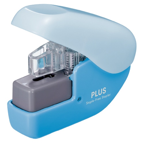 プラス　針なしホッチキス　ペーパークリンチ　ミニ　4枚とじ　ブルー　SL-104NB　1個（ご注文単位1個）【直送品】