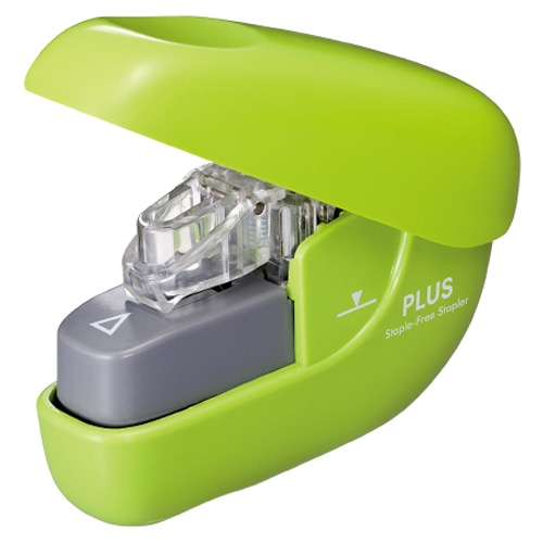 プラス　針なしホッチキス　ペーパークリンチ　6枚とじ　グリーン　SL-106NB　1個（ご注文単位1個）【直送品】