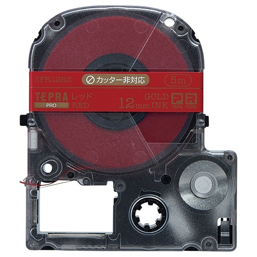 キングジム　テプラ　PRO　テープカートリッジ　りぼん　12mm　レッド／金文字　SFR12RZ　1個（ご注文単位1個）【直送品】
