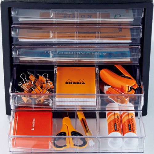 ナカバヤシ 仕切れるレターケース A4 浅3段・深1段 ブラック A4E-S4-B 1台(ご注文単位1台)【直送品】