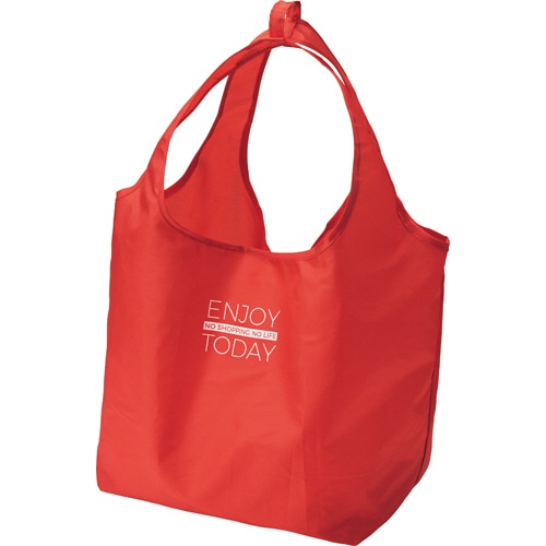 大和物産　携帯用マイバッグ　厚手　レッド×柄　1個（ご注文単位1個）【直送品】