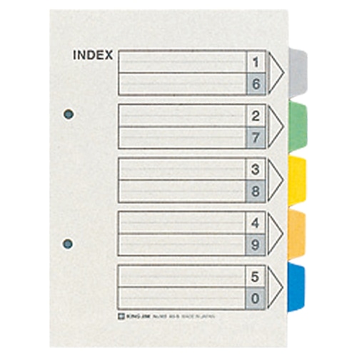 キングジム　カラーインデックス　A5タテ　2穴　5色5山＋扉紙　903　1セット（100組：10組×10パック）（ご注文単位1セット）【直送品】