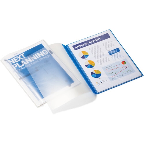 TANOSEE 薄型クリアブック(角まる) A4タテ 5ポケット 背幅2mm ブルー 1セット(50冊:5冊×10パック)(ご注文単位1セット)【直送品】