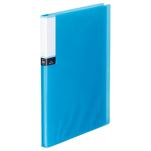 TANOSEE　クリアブック（透明表紙）　A4タテ　24ポケット　背幅15mm　ブルー　1セット（40冊）（ご注文単位1セット）【直送品】
