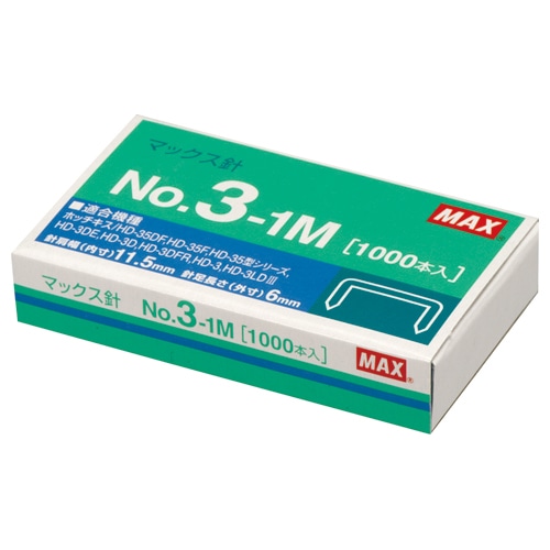 マックス ホッチキス針 中型35号・3号シリーズ 50本連結×20個入 No.3-1M 1セット(10箱)(ご注文単位1セット)【直送品】