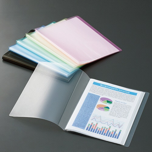 TANOSEE　クリアファイル　A4タテ　30ポケット　背幅17mm　グリーン　1セット（60冊）（ご注文単位1セット）【直送品】