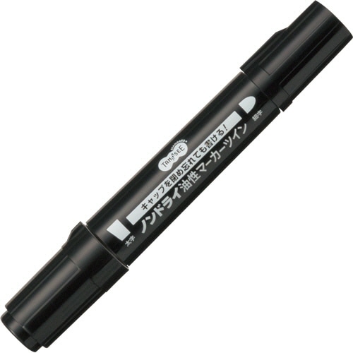TANOSEE　キャップ式ノンドライ油性マーカー　ツイン　太字＋細字　黒　1セット（50本）（ご注文単位1セット）【直送品】