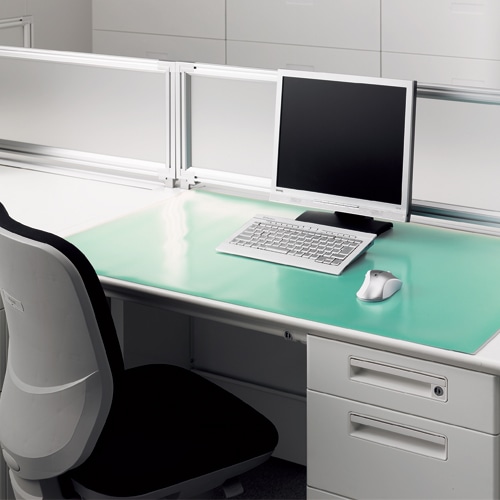 ライオン事務器 デスクマット 再生塩ビ製 ノングレア仕上 ダブル(グリーンマット付) 1045×620×1.5mm No.6-PRM 1セット(10枚)(ご注文単位1セット)【直送品】